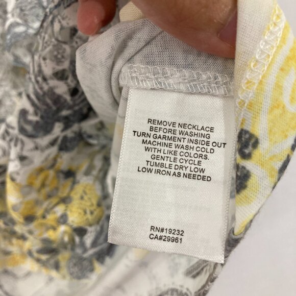 New Alfred Dunner size XL Yellow Gray Abstract Lace Overlay Poncho Top Artsy - Picture 6 of 8